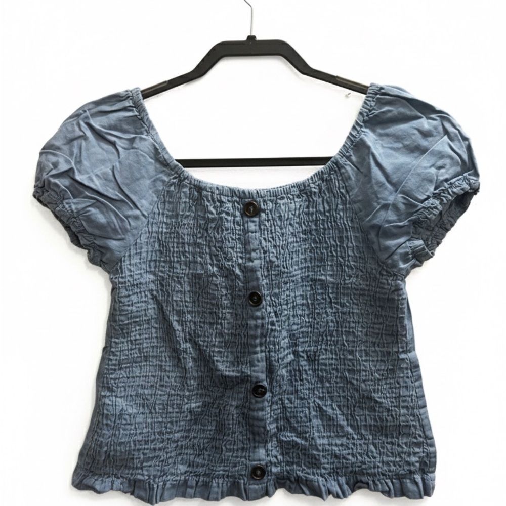 Chic Blue Button-Up Blouse